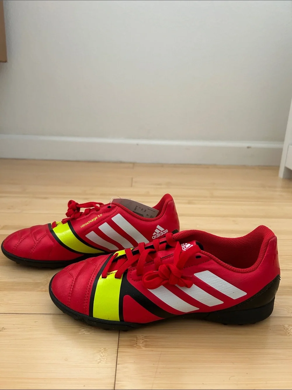 adidas Kids Red & Neon Yellow Soccer Sneakers